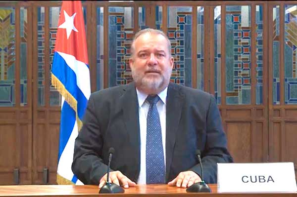 Primer ministro cubano, Manuel Marrero, interviene por videoconferencia ante la Unión Económica Euroasiática (UEE)